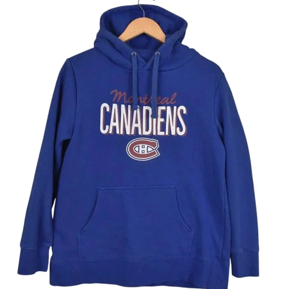 NHL Montreal Canadiens Hockey Sweatshirt Hoodie Blue Size Large